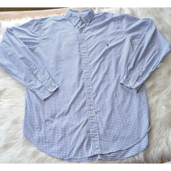 Polo Ralph Lauren Shirt Mens XLT Blue  Gingham Performance Button Down Shirt - Picture 10 of 11